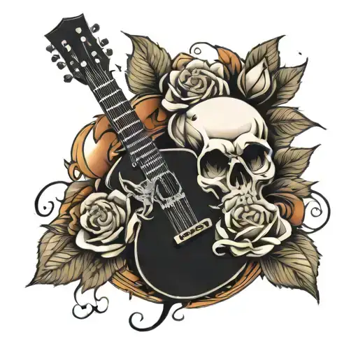 Skull Roses Guitar