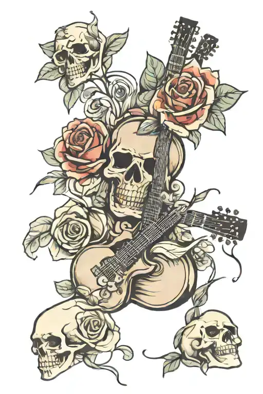 Skull Guitar Roses Forerams