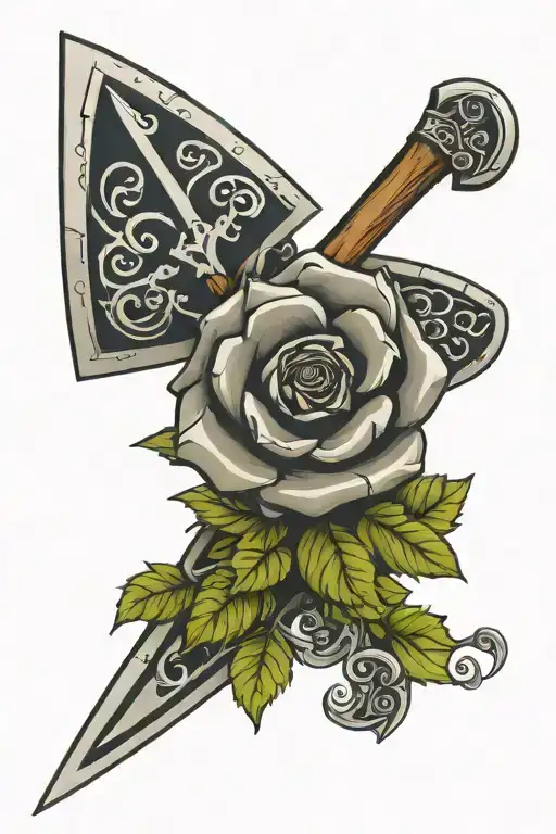 Yorkshire Rose With A Viking Axe Inspired By Venom