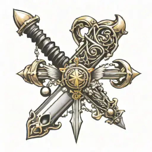 Sword With Rosary Wrapped