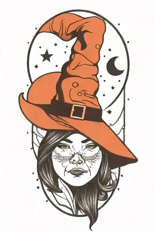 Witch Hat With Dot Work Moon
