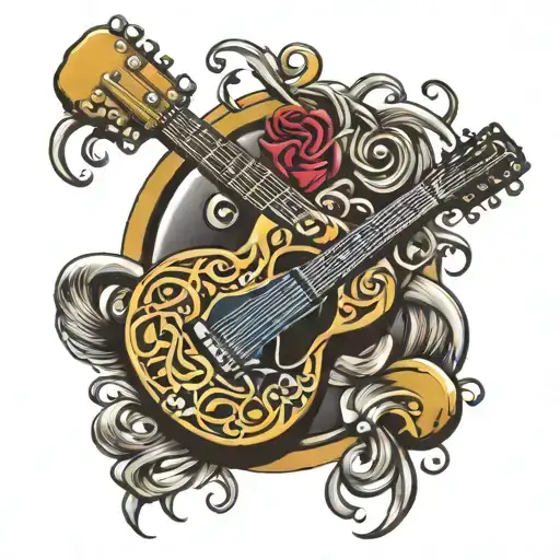 Music Guitar Microphone Intertwined