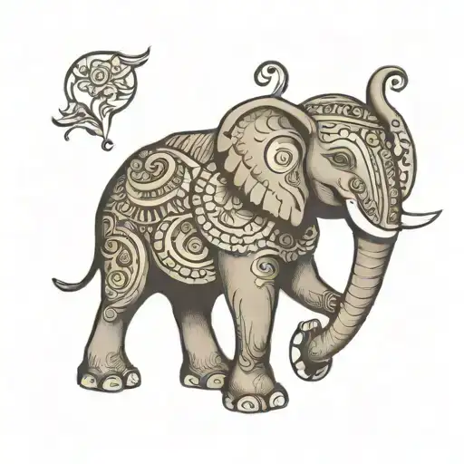Elephant Adorned With Traditional