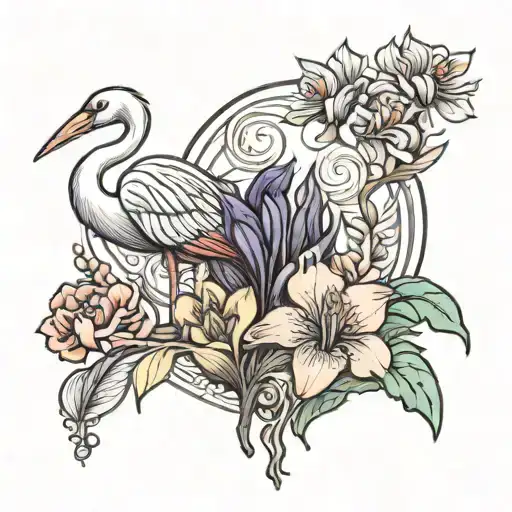 Iris And Flamingo Standing