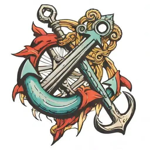 Trident And Anchor Intertwined
