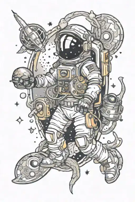 Space Surrounded Ocean Astronut Comes