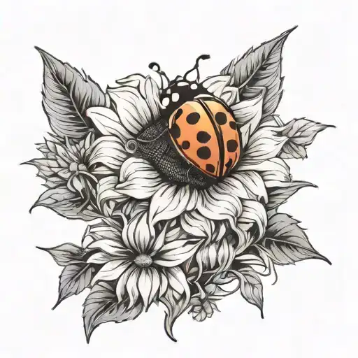 Ladybug And Sunflower