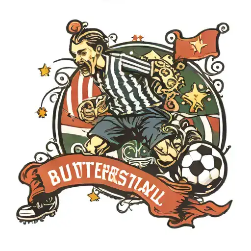 Football With Butterstulle And Manuel New Year As A Corner Flag