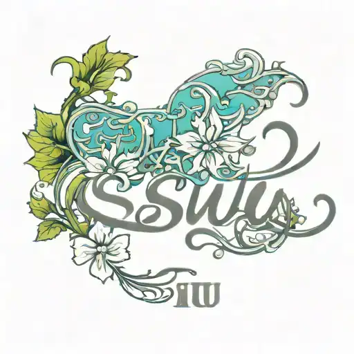 The Word Sisu In Delicate Script With Vines Incorporated