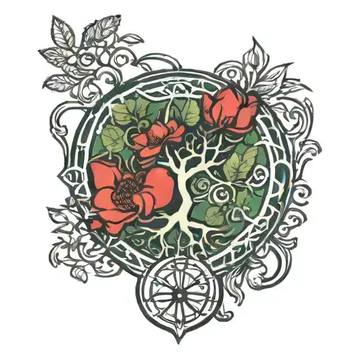 Heart Chakra Symbol With Tree Of Life Intertwined