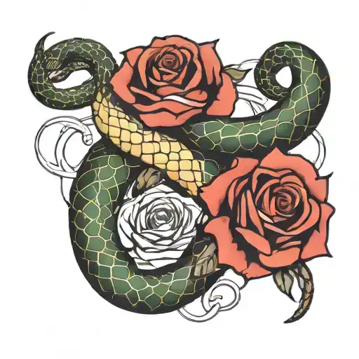 A Snake Surrounding A Rose