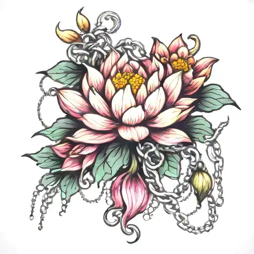 Lotus Flower Covered In Chains