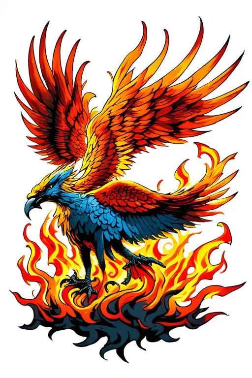Phoenix Rising From Ashes Symbolizing Rebirth