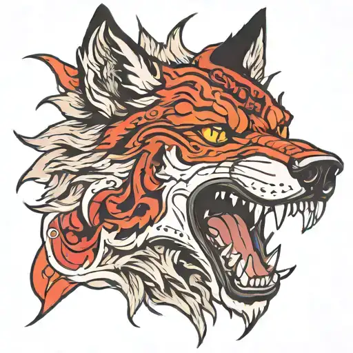 Snarling Wolf Red Eye Scar