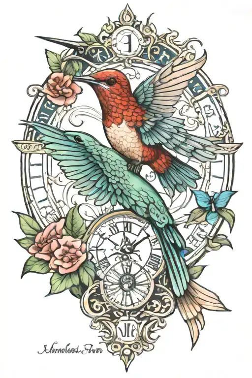 Humming Bird And Roman Numerals