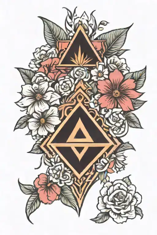 Open Delta Symbol Surrounded By Flowers