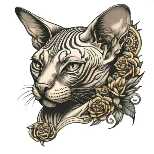 A Sphynx Cat Portrait As A Tattoo Sleeve