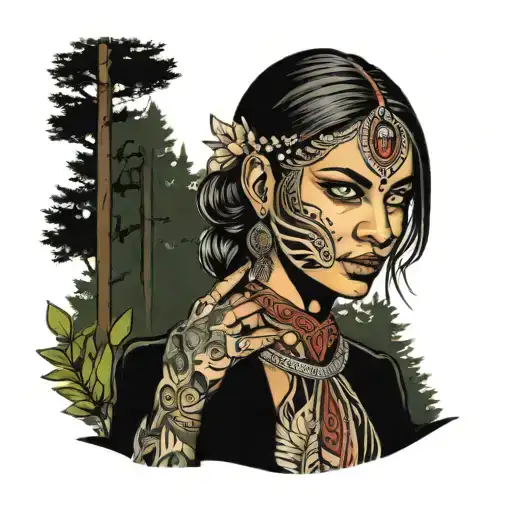 Indian Woman In Suit In The Forest