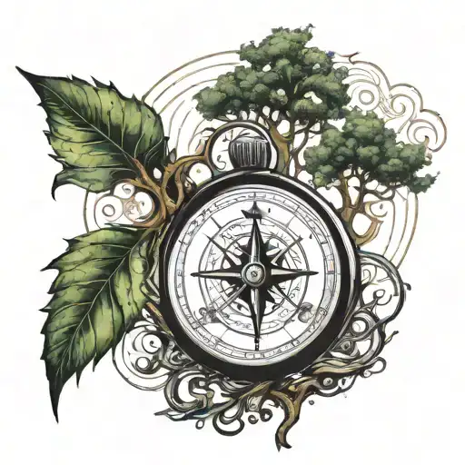 A Tree The Converts Into A World Map With A Compass Symbolizing Growth