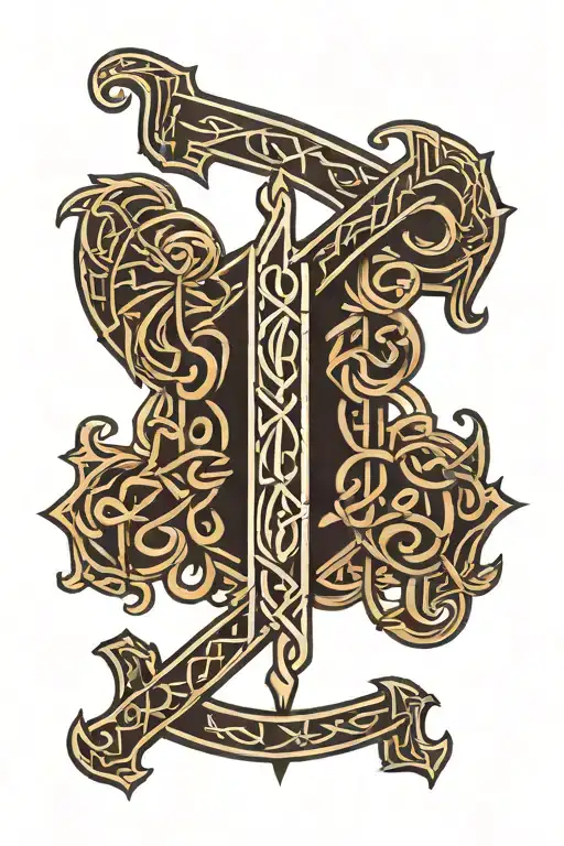 Vertical Line Of Viking Runes