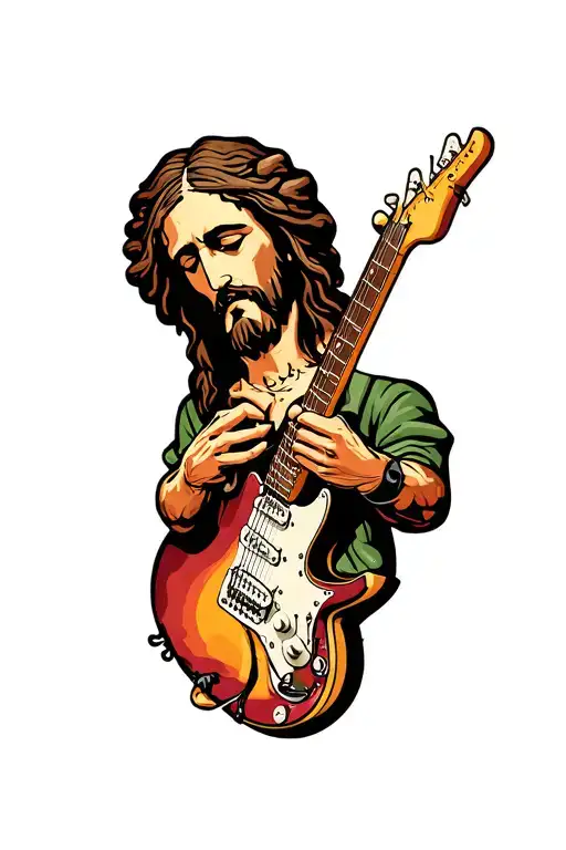 Jesus Christ Head Banging And Playing The Electric Guitar