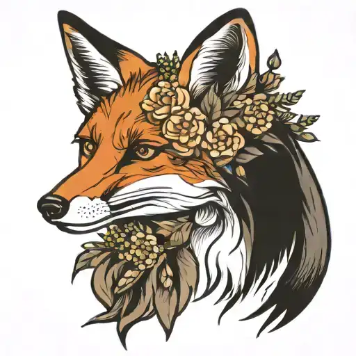 Fox With Flowers
