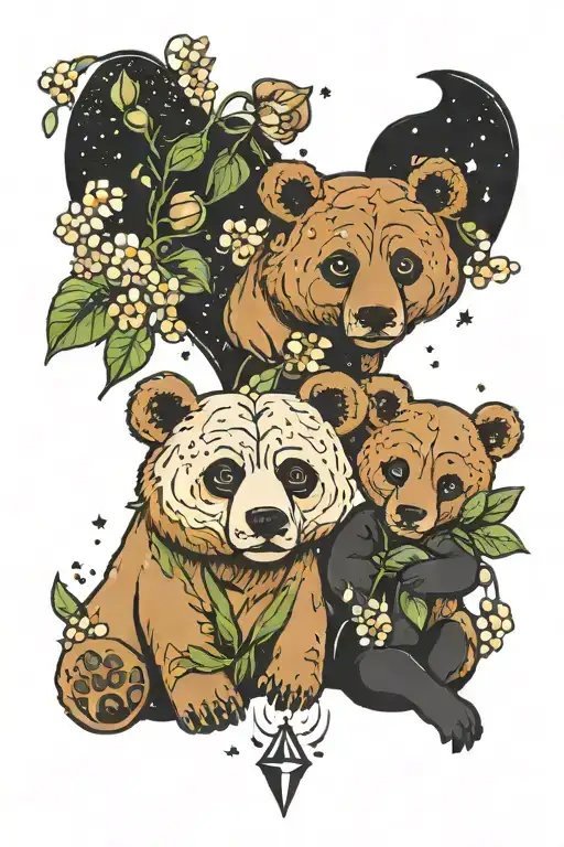 2 Bears With Lily Of The Valley And The Constellation Of Taurus