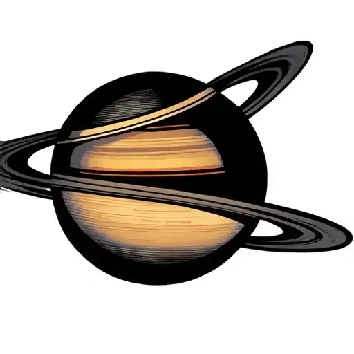 Saturn Planet With Flashes Like Stripes That Fly