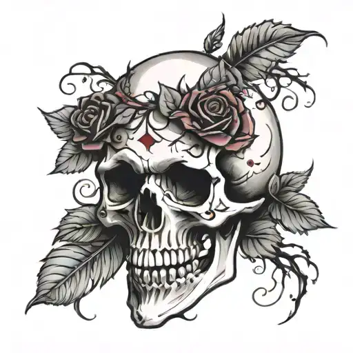 Skull With Roses With Thorns