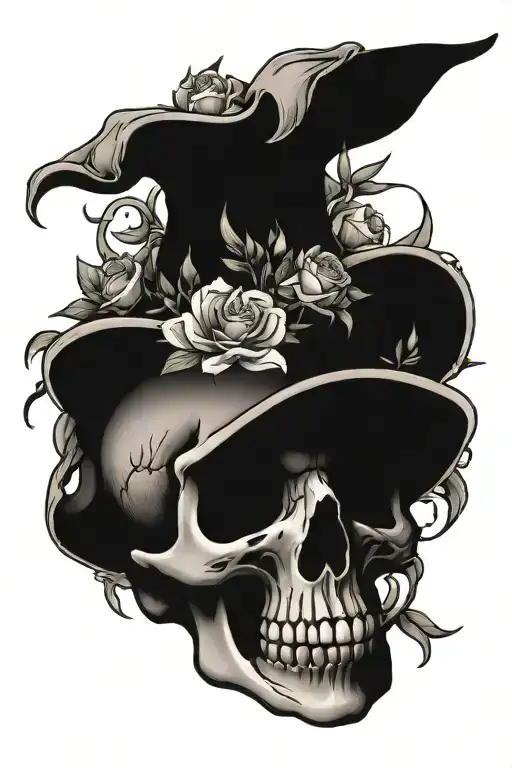 Death Skull And Flowers
