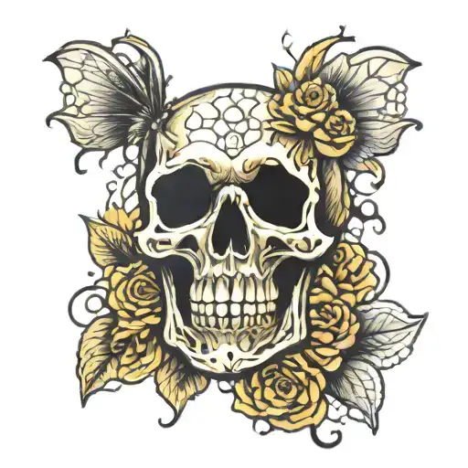 Honey Comb Backgroung Death Skull