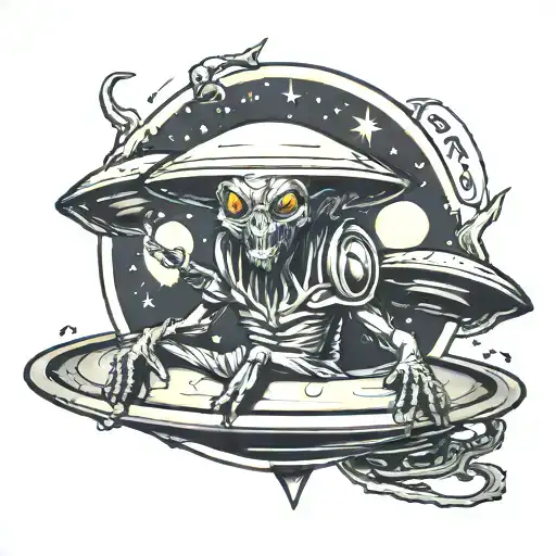 Nice Alien Sitting On A Ufo