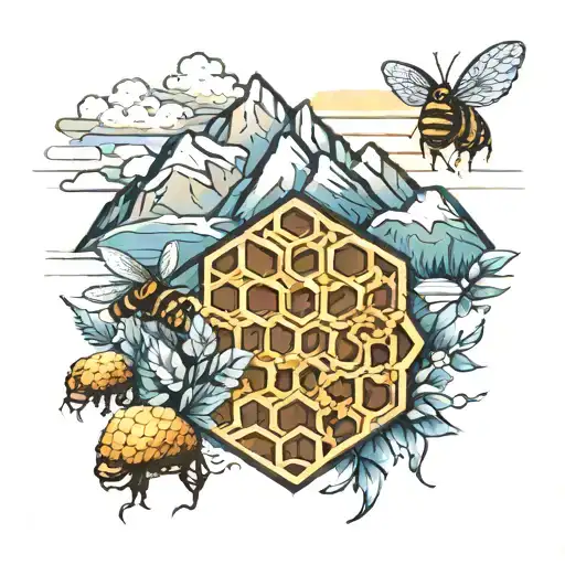 Background Of Mountains With Honeycomb And Road