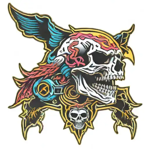 Swallow Skull Neon Sign