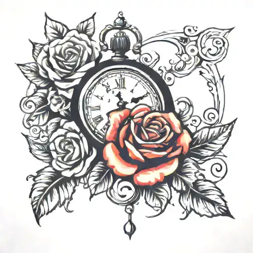Clock And Rose With Clock