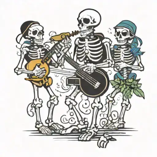 Cartoon Skeleton Band Performing