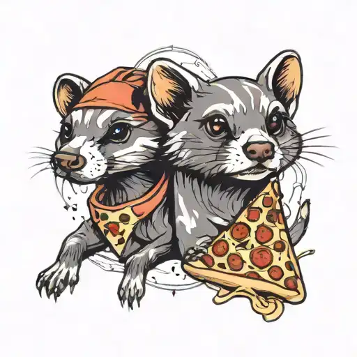 Ferret And Dog And Pizza
