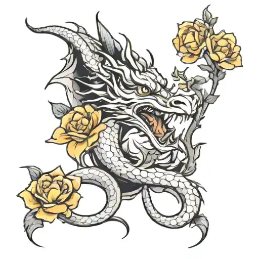 Flowers And Dragon