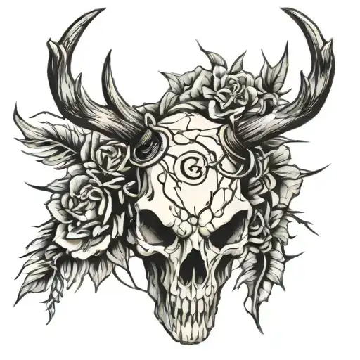 Barbed Wire Deer Skull