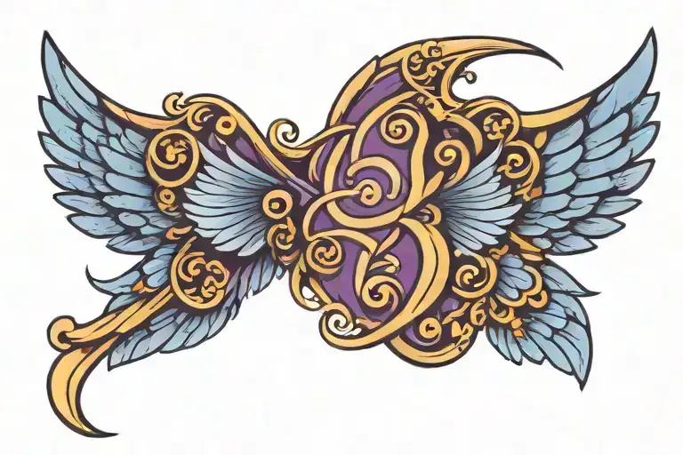 Number 56 Purple And Light Blue Strips With Wing Spread