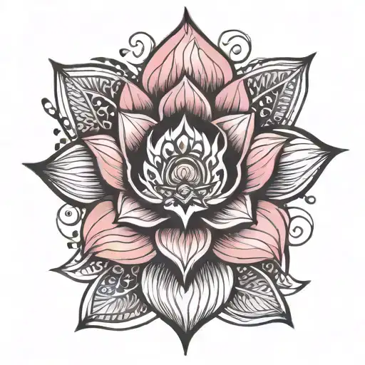 Pink Lotus Depicting Awareness Third Eye Depicts Acceptance And Waves Depicts Surrender