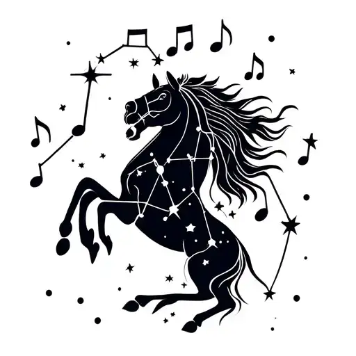 A Constellation Tattoo With Stars Forming Musical Notes And A Horse Constellation