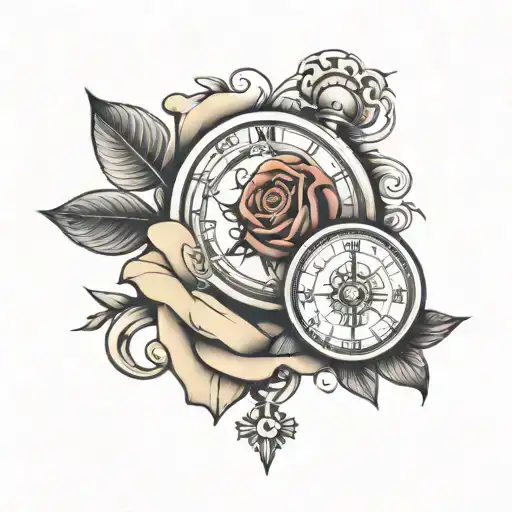 Rose And Clock Face And Compass