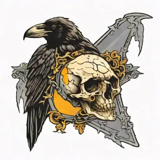 Raven Skull In A Smashed Mirror