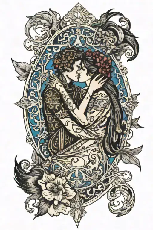 Tarot Card Of The Lovers Kissing