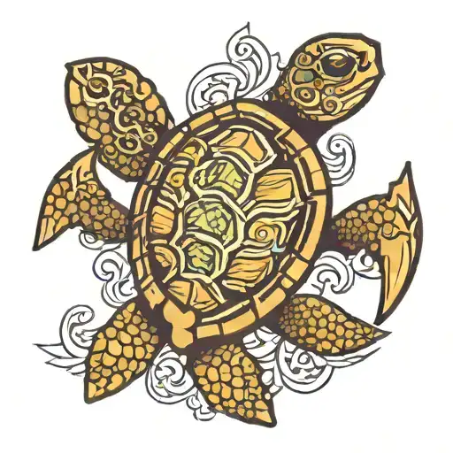 Navy Shellback Turtle With A Anchor
