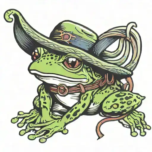 Cute Frog Wearing A Cowboy Hat Carrying A Lasso