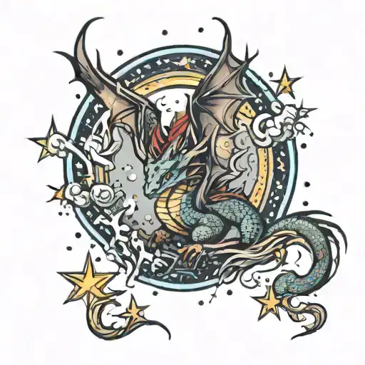 Dragon In The Stars Sky Filled