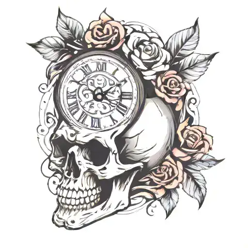 Skull With Clock