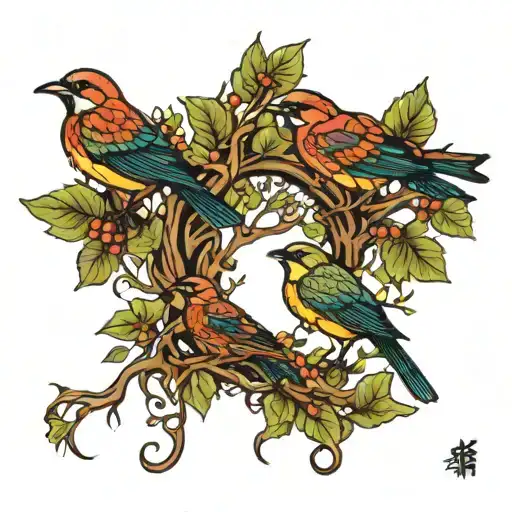 Birds And Tree Growing